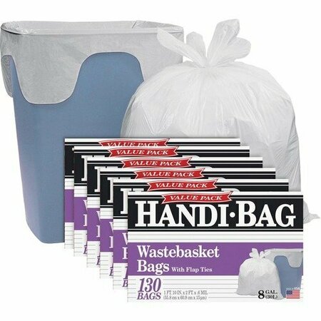 WEBSTER INDUSTRIES Handi-Bag HAB6FW130CT, SUPER VALUE PACK, 8 GAL, 0.6 MIL, 22in X 24in, WHITE WBIHAB6FW130CT